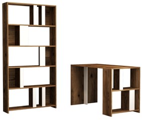 PC asztal polccal Limba (fehér + dió). 1088395