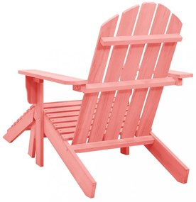 rózsaszín tömör fenyőfa kerti Adirondack szék zsámollyal