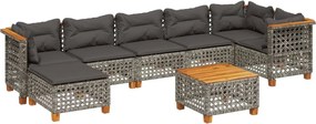 vidaXL 8 részes szürke polyrattan kerti ülőgarnitúra párnákkal