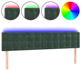 sötétzöld bársony LED-es fejtámla 180x5x78/88 cm