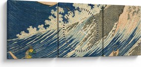 Kép - Katsushika Hokusai, Fishing Boats at Choshi in Shimosa (Soshu Choshi) , reprodukciók (órával) (90x30 cm)