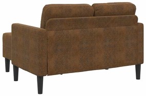 barna műbőr 2 üléses kanapé L-alakú kanapéval 125 cm