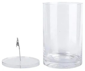 Henger alakú üveg váza, vízbe merülő virágoknak, 20 cm