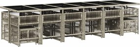 vidaXL 17 részes szürke polyrattan kerti étkezőgarnitúra párnákkal