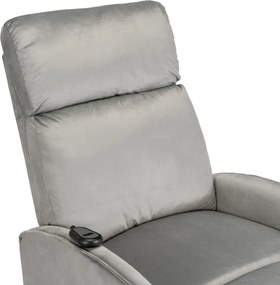 Fotel Elektrycznie Rozkładany COLTON z Funkcją Wstawania Szary Welurowy