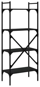 4 szintes fekete szerelt fa könyvespolc 56 x 31,5 x 138,5 cm