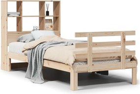 vidaXL tömör fenyőfa könyvespolcos ágy matrac nélkül 90 x 200 cm