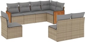 vidaXL 8 részes bézs polyrattan kerti ülőgarnitúra párnával