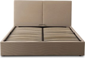 Ágy 180x200 cm méretben, ágyneműtartóval, bézs színben, kordbársony kárpittal MARSYLIA