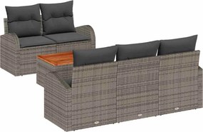 vidaXL Kerti Kanapé Szett tárolóval 6 pcs Szürke polirattan