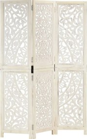 vidaXL 3-paneles fehér mangófa kézzel faragott térelválasztó 120x165cm