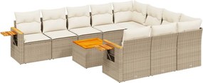 vidaXL 11 részes bézs polyrattan kerti ülőgarnitúra párnákkal