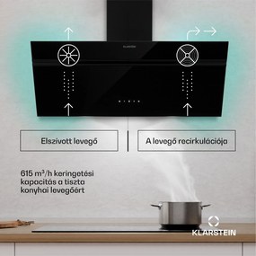 Klarstein Alina páraelszívó, EEK A, Touch, LED világítás, Elszívás/visszaforgatás, 615 m³/h