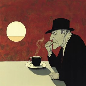 Vászonkép Canvas Grafika Figura Férfi Kávézó Kávé 40x40