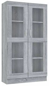 szürke sonoma színű szerelt fa vitrinszekrény 82,5x30,5x150 cm