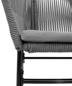3 részes szürke polyrattan üveg kerti étkezőgarnitúra párnával
