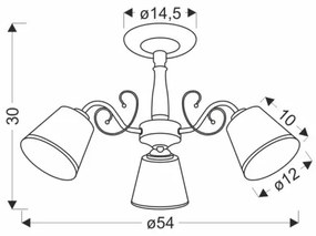 LOSANNA rúdon függesztett csillár 3xE14/40W/230V sárgaréz