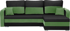KOROS Kinyitható sarokkanapé Fekete/zöld