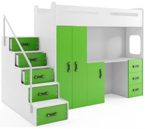 Gyermek emeletes ágy MAX IV 80x200 cm - fehér Zöld