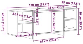 antik fa színű szerelt fa TV-szekrény 130 x 35 x 50 cm