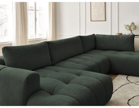 Zöld kinyitható-tárolóhelyes sarokkanapé (jobb oldali-U alakú) Fuji – Bobochic Paris