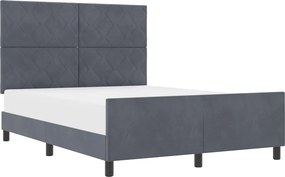 vidaXL Boxrugós ágy fejtámlával Sötétszürke 140 x 190 cm Bársony