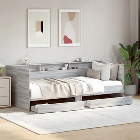 szürke sonoma kanapéágy fiókkal matrac nélkül 90x190 cm