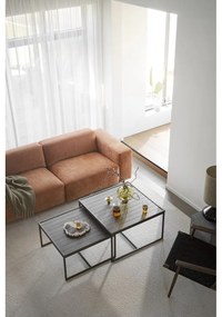 Sötétbarna dohányzóasztal tölgyfa asztallappal ø 80 cm Deerfield – Rowico