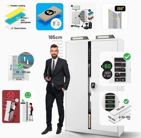 Fém iratszekrény JAN II, 1150 x 185 x 400 mm, fehér