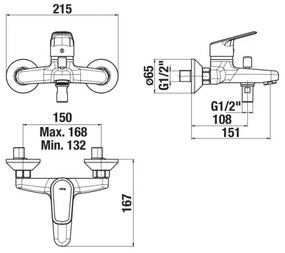 JIKA H3212E70044001 - TALAS fürdőkád csaptelep, fényes króm