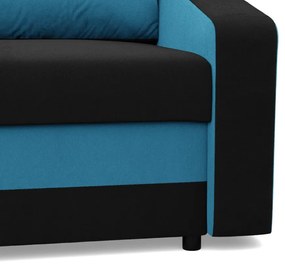 Hewlet sarokkanapé, 2 ágyneműtartóval, szövet anyag, univerzális oldal, bonell töltet, fekete - kék