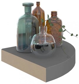 magasfényű szürke MDF lebegő sarokpolc 25 x 25 x 3,8 cm