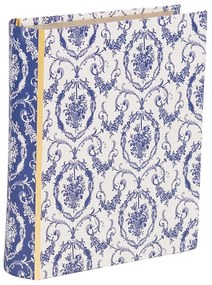 Könyv alakú karton tároló doboz vintage stílusban 17x14x5 cm kék barokk mintás