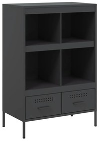 fekete acél magasszekrény 68 x 39 x 101,5 cm