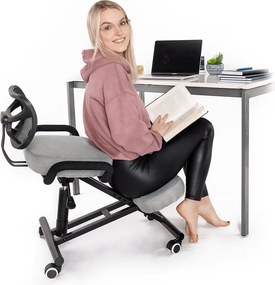 Ergonómikus térdeplőülés, szürkésbarna Taupe/fekete, RUFUS