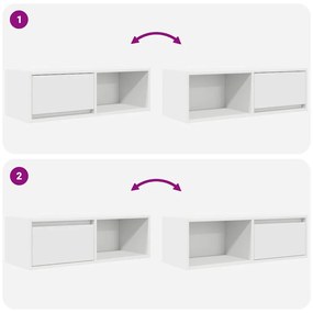 2 db fehér szerelt fa TV-szekrény 80x31x25,5 cm