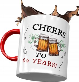 Piros Bögre Születésnapra 60 60-es 60-as Ajándék Nyomtatott Fotóval