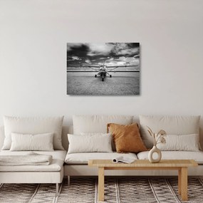 Üveg kép - Repülőgép fekete-fehér (70x50 cm)