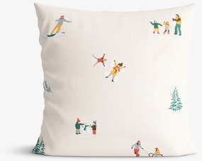 Goldea karácsonyi pamut párnahuzat - téli örömök 45 x 45 cm