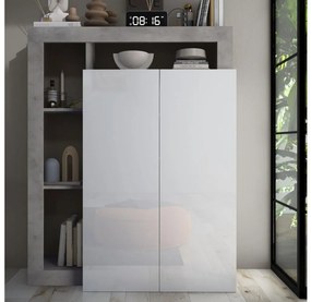 LENOR szekrény, fehér/betonhatású szürke