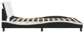 fehér és fekete műbőr ágykeret LED-világítással 160 x 200 cm