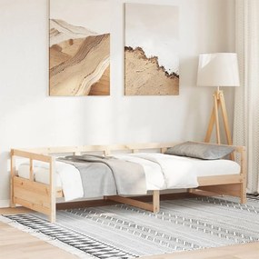 természetes színű tömör fenyőfa kanapéágy 90 x 200 cm