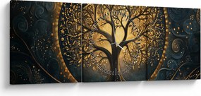 Kép – Arany aurájú fa (órával) (90x30 cm)