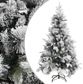 PVC/PE karácsonyfa pelyhes hóval és tobozokkal 195 cm