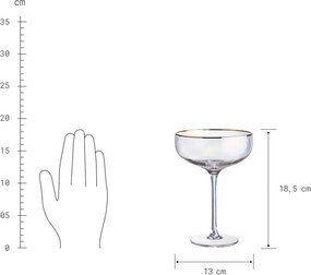 SMERALDA pezsgős pohár arany szegéllyel 400ml, 4 db-os készlet
