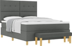 vidaXL Boxrugós ágy matracmal Sötétszürke 140 x 190 cm szövet