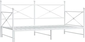 vidaXL Daybed with Trundle without Mattress White 107x203 cm acél