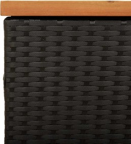 Fekete Polyrattan És Akácfa Kerti Tárolóláda 220 X 50 X 54 Cm