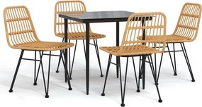 vidaXL 5 részes polyrattan kerti étkezőgarnitúra
