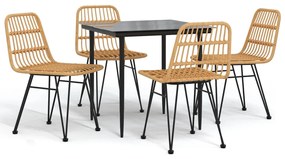 vidaXL 5 részes polyrattan kerti étkezőgarnitúra